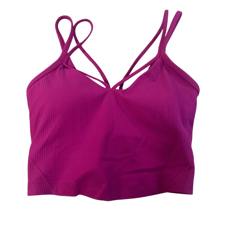 Lululemon Align Strappy Ribbed Tank Top Size 2 Magenta Pink Ribbed  Back Crop